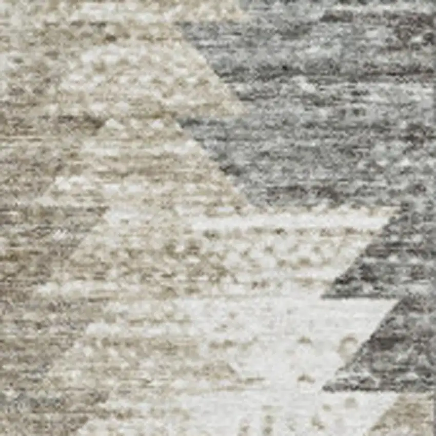 Taupe Ivory And Gray Geometric Washable Area Rug With UV Protection Photo 3
