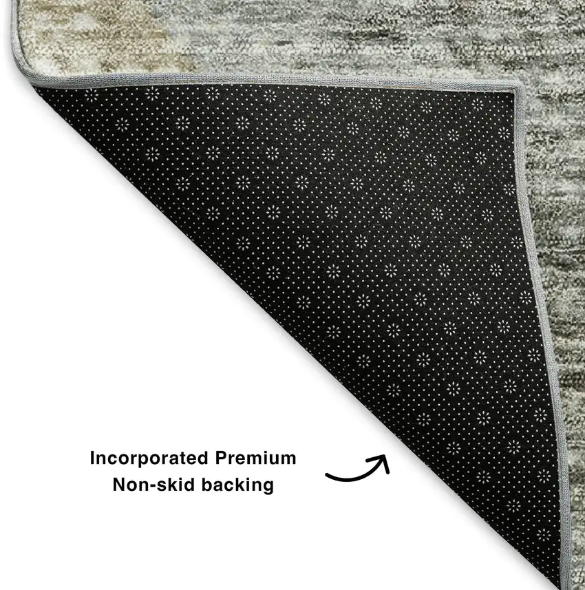 Taupe Ivory And Gray Geometric Washable Area Rug With UV Protection Photo 7