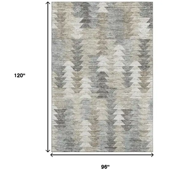 Taupe Ivory And Gray Geometric Washable Area Rug With UV Protection Photo 3