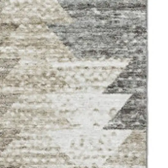 Taupe Ivory And Gray Geometric Washable Area Rug With UV Protection Photo 3
