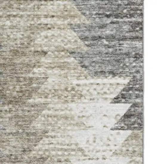 Taupe Ivory And Gray Geometric Washable Area Rug With UV Protection Photo 4