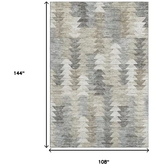 Taupe Ivory And Gray Geometric Washable Area Rug With UV Protection Photo 3