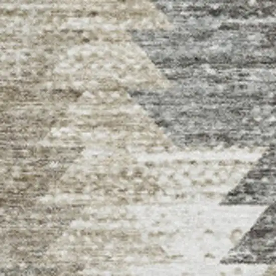 Taupe Ivory And Gray Geometric Washable Area Rug With UV Protection Photo 3