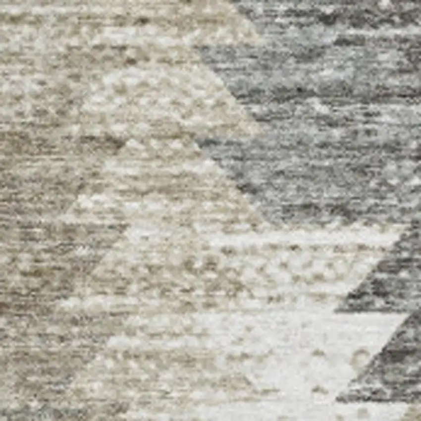 Taupe Ivory And Gray Geometric Washable Area Rug With UV Protection Photo 3
