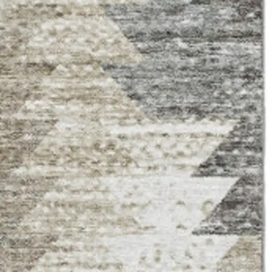 Taupe Ivory And Gray Geometric Washable Area Rug With UV Protection Photo 3