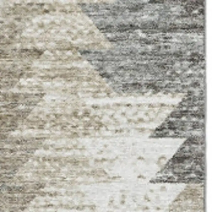 Taupe Ivory And Gray Geometric Washable Area Rug With UV Protection Photo 3