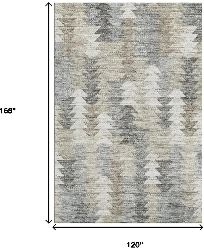 Taupe Ivory And Gray Geometric Washable Area Rug With UV Protection Photo 3