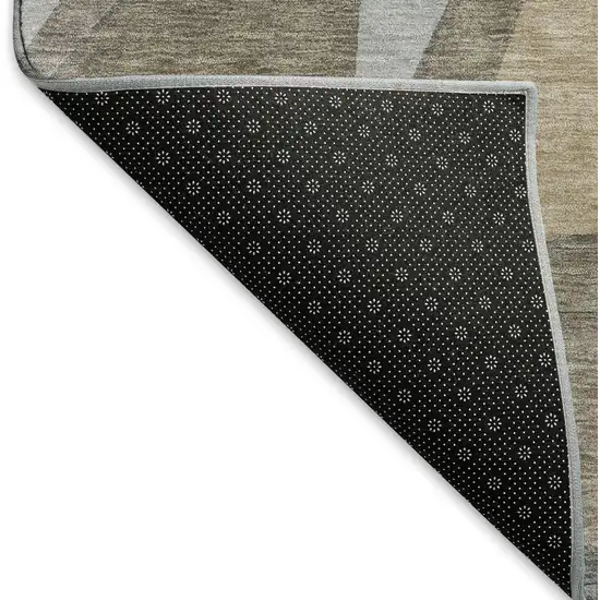 Taupe Ivory And Gray Geometric Washable Area Rug With UV Protection Photo 6