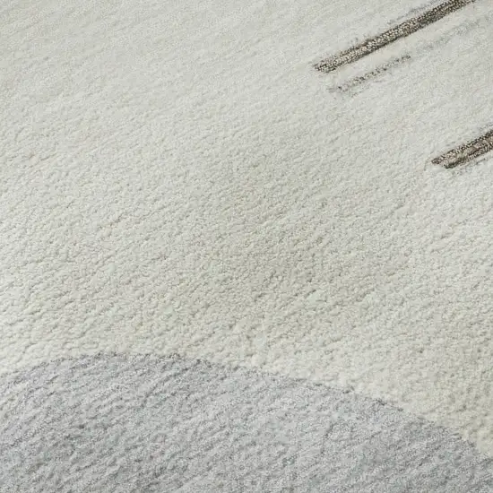 Taupe Ivory And Gray Geometric Washable Area Rug With UV Protection Photo 9