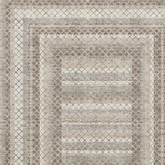 Taupe Ivory And Gray Geometric Washable Area Rug With UV Protection Photo 3