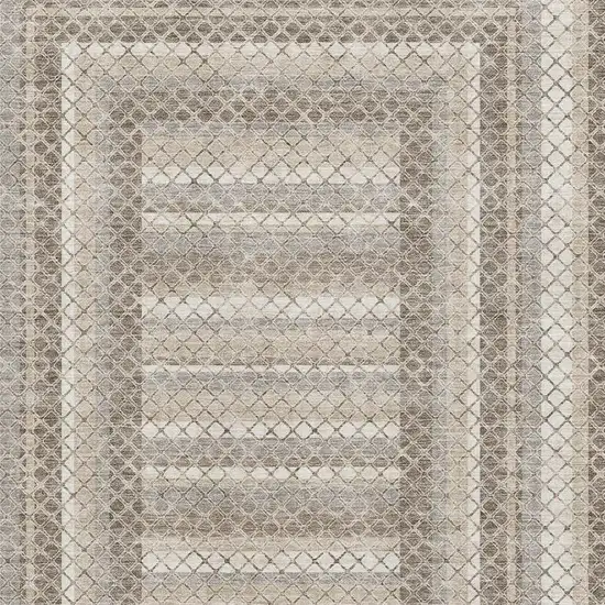 Taupe Ivory And Gray Geometric Washable Area Rug With UV Protection Photo 3