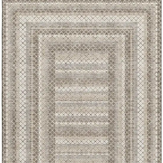 Taupe Ivory And Gray Geometric Washable Area Rug With UV Protection Photo 4