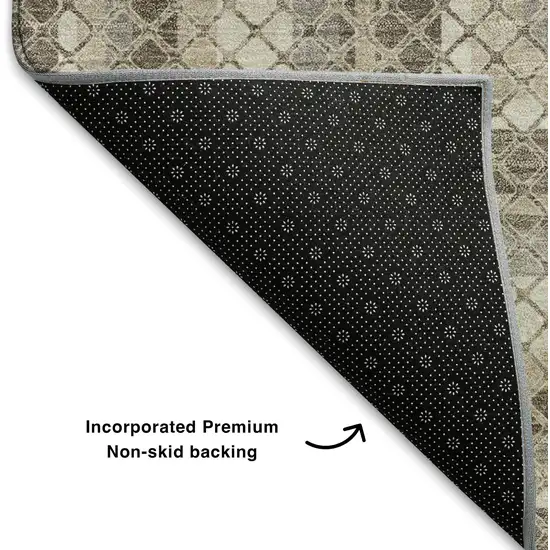 Taupe Ivory And Gray Geometric Washable Area Rug With UV Protection Photo 7