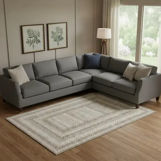 Taupe Ivory And Gray Geometric Washable Area Rug With UV Protection Photo 2