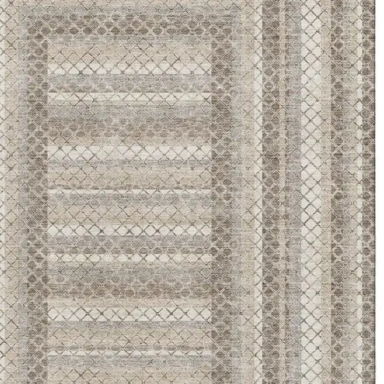 Taupe Ivory And Gray Geometric Washable Area Rug With UV Protection Photo 3