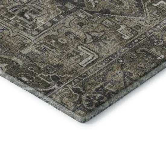 Taupe Ivory And Gray Oriental Washable Area Rug With UV Protection Photo 8