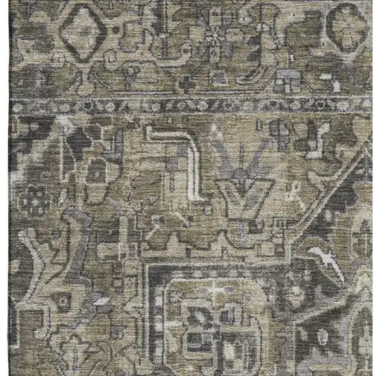 Taupe Ivory And Gray Oriental Washable Area Rug With UV Protection Photo 4