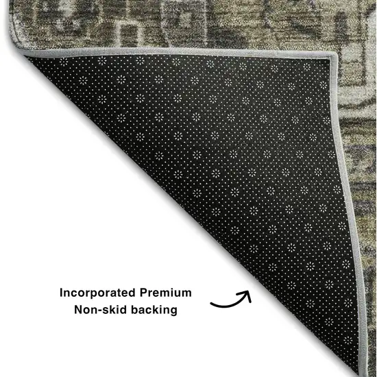 Taupe Ivory And Gray Oriental Washable Area Rug With UV Protection Photo 8