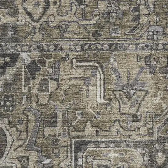 Taupe Ivory And Gray Oriental Washable Area Rug With UV Protection Photo 3