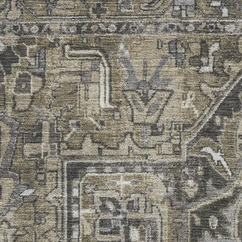 Taupe Ivory And Gray Oriental Washable Area Rug With UV Protection Photo 3