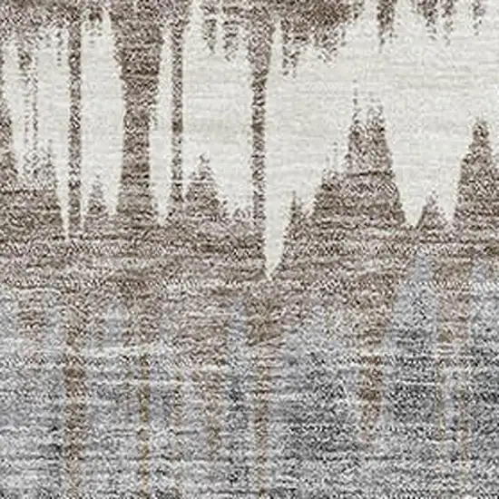 Taupe Ivory And Gray Striped Washable Area Rug With UV Protection Photo 3