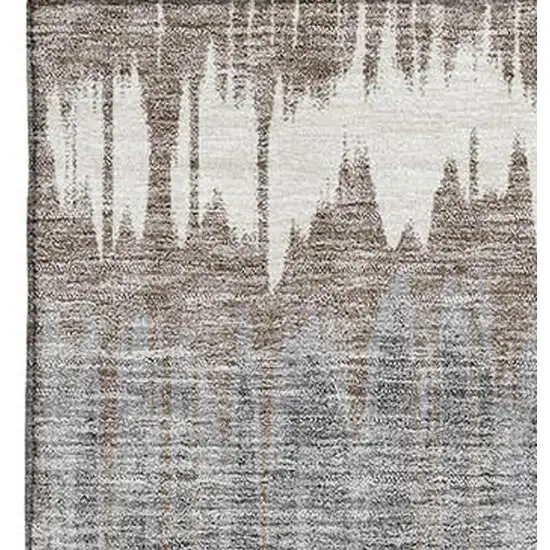 Taupe Ivory And Gray Striped Washable Area Rug With UV Protection Photo 3