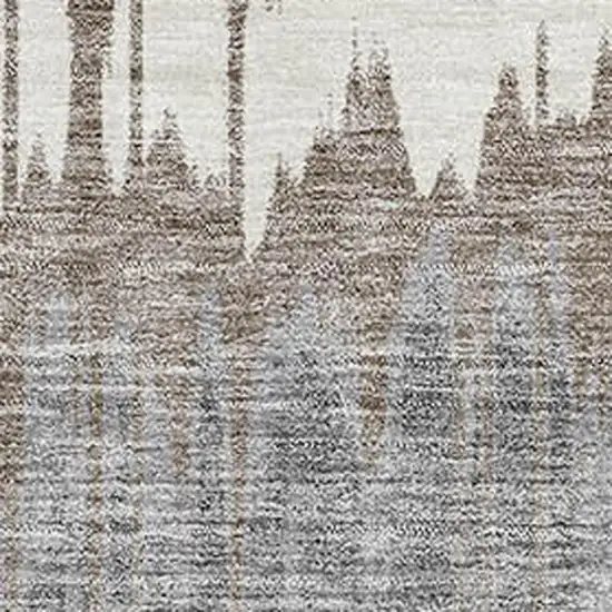 Taupe Ivory And Gray Striped Washable Area Rug With UV Protection Photo 3