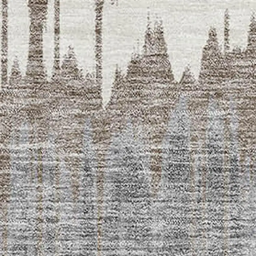 Taupe Ivory And Gray Striped Washable Area Rug With UV Protection Photo 3