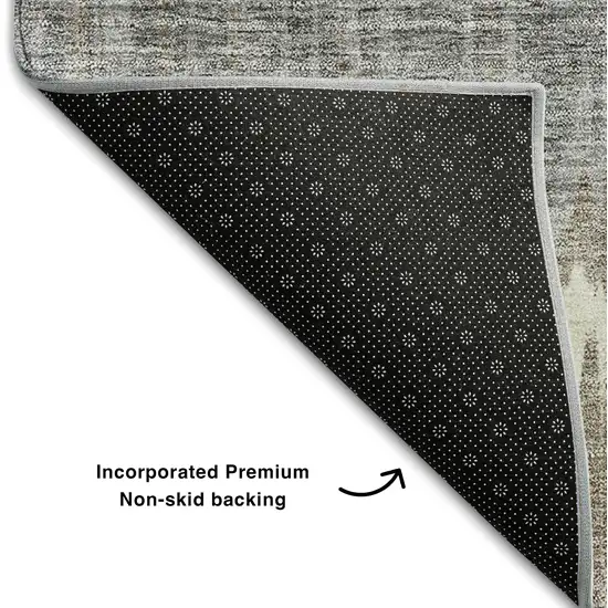 Taupe Ivory And Gray Striped Washable Area Rug With UV Protection Photo 7