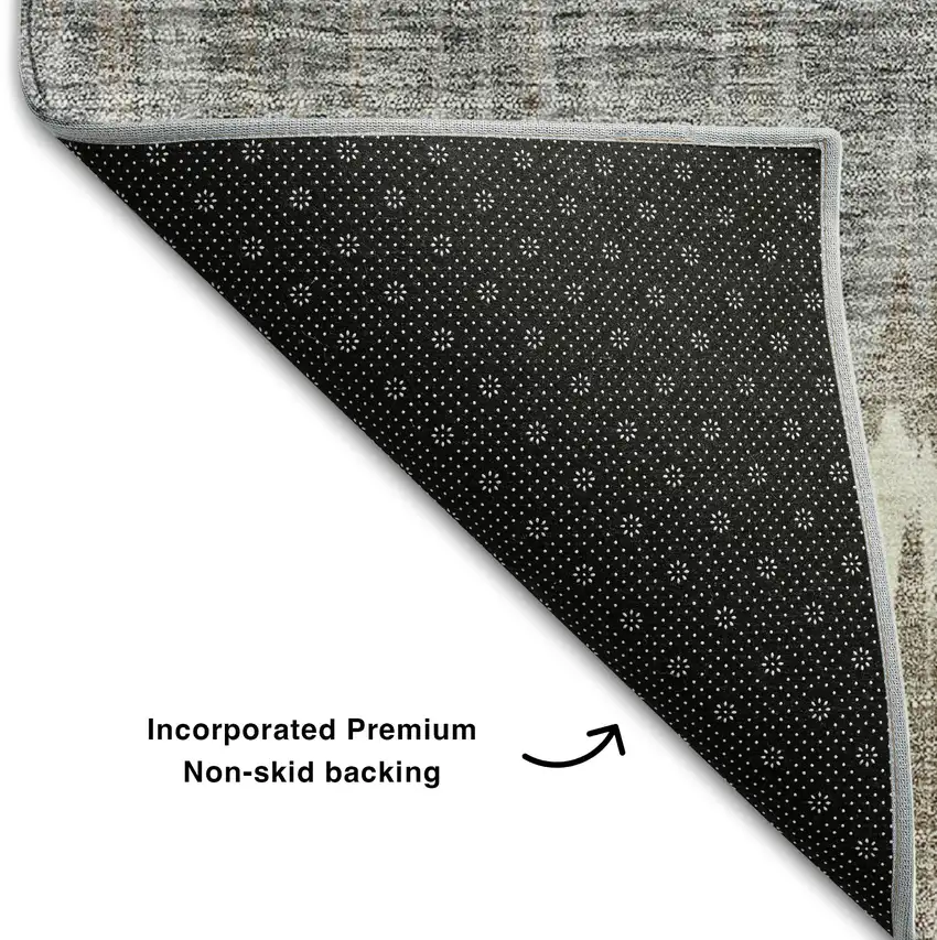 Taupe Ivory And Gray Striped Washable Area Rug With UV Protection Photo 7