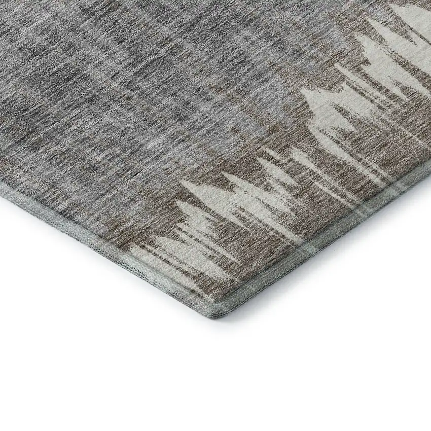 Taupe Ivory And Gray Striped Washable Area Rug With UV Protection Photo 8