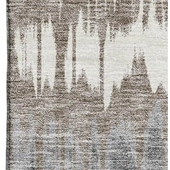 Taupe Ivory And Gray Striped Washable Area Rug With UV Protection Photo 3