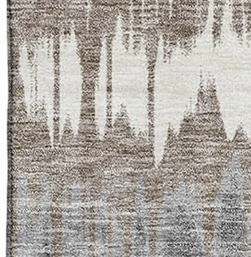 Taupe Ivory And Gray Striped Washable Area Rug With UV Protection Photo 3