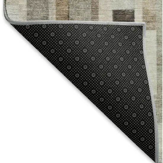 Taupe Ivory And Gray Striped Washable Area Rug With UV Protection Photo 6