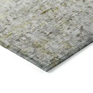 Photo of Taupe Ivory And Green Striped Washable Indoor Outdoor Area Rug