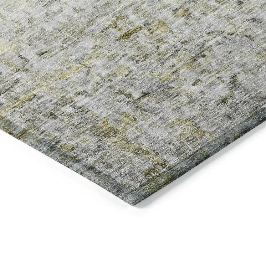 Taupe Ivory And Green Striped Washable Indoor Outdoor Area Rug Photo 4
