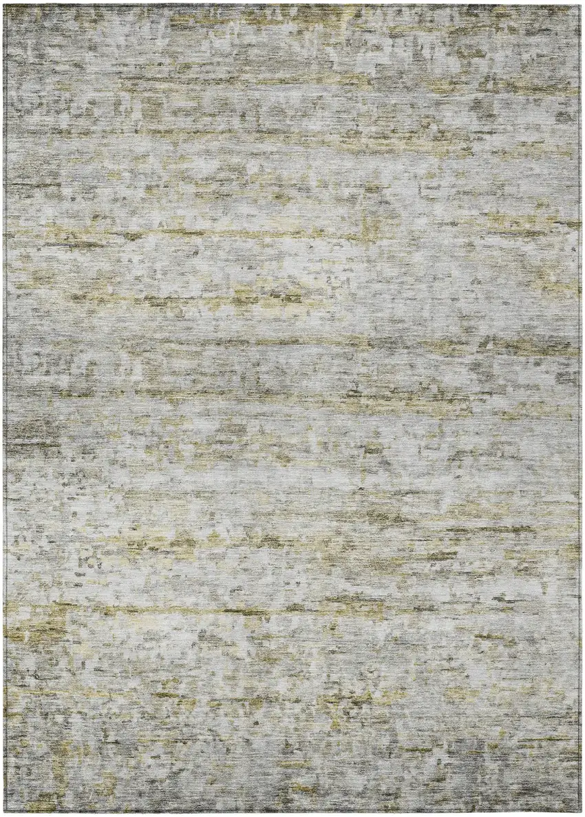 Taupe Ivory And Green Striped Washable Indoor Outdoor Area Rug Photo 2
