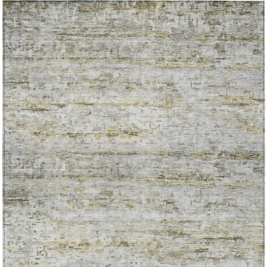 Taupe Ivory And Green Striped Washable Indoor Outdoor Area Rug Photo 6