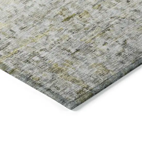 Taupe Ivory And Green Striped Washable Indoor Outdoor Area Rug Photo 4
