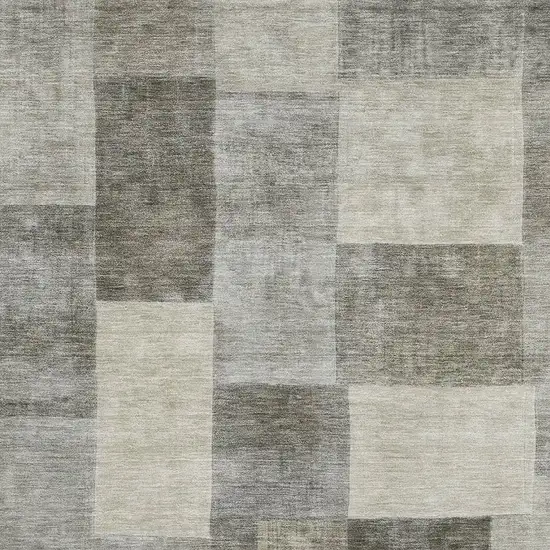 Taupe Ivory And Khaki Geometric Washable Area Rug With UV Protection Photo 2