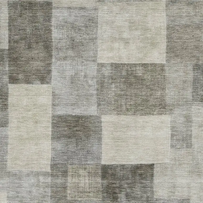 Taupe Ivory And Khaki Geometric Washable Area Rug With UV Protection Photo 2