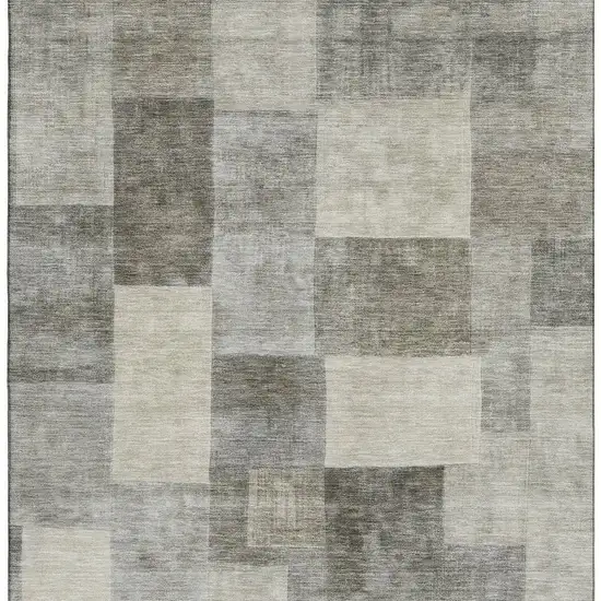 Taupe Ivory And Khaki Geometric Washable Area Rug With UV Protection Photo 3