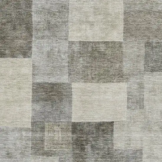 Taupe Ivory And Khaki Geometric Washable Area Rug With UV Protection Photo 2