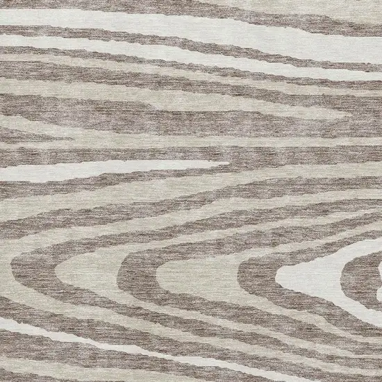 Taupe Ivory And Khaki Woodland Lodge Washable Area Rug With UV Protection Photo 2