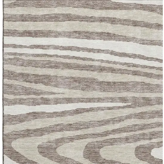 Taupe Ivory And Khaki Woodland Lodge Washable Area Rug With UV Protection Photo 2