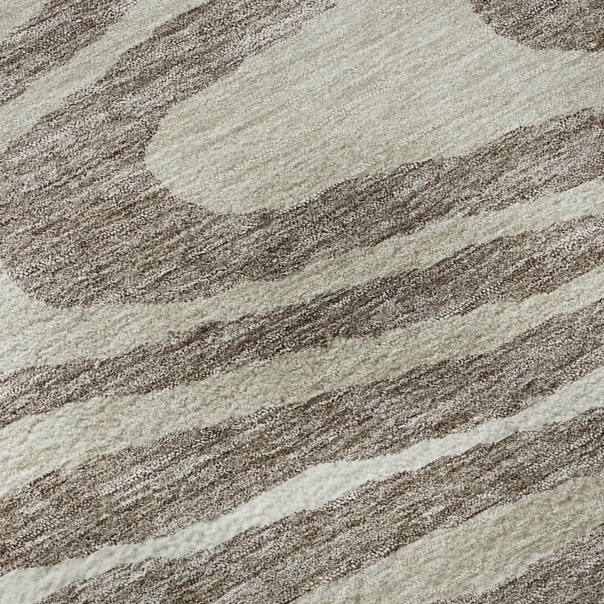 Taupe Ivory And Khaki Woodland Lodge Washable Area Rug With UV Protection Photo 9