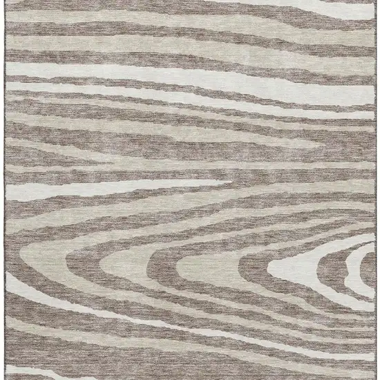 Taupe Ivory And Khaki Woodland Lodge Washable Area Rug With UV Protection Photo 3