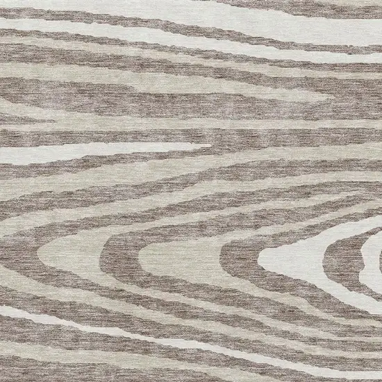 Taupe Ivory And Khaki Woodland Lodge Washable Area Rug With UV Protection Photo 2