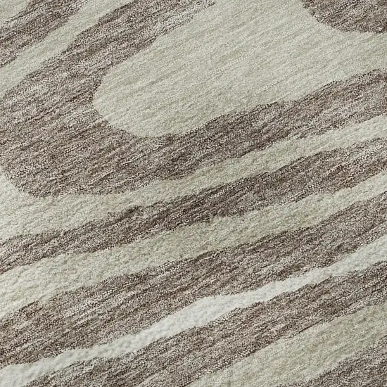 Taupe Ivory And Khaki Woodland Lodge Washable Area Rug With UV Protection Photo 9