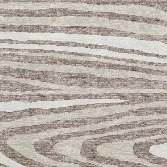 Taupe Ivory And Khaki Woodland Lodge Washable Area Rug With UV Protection Photo 2